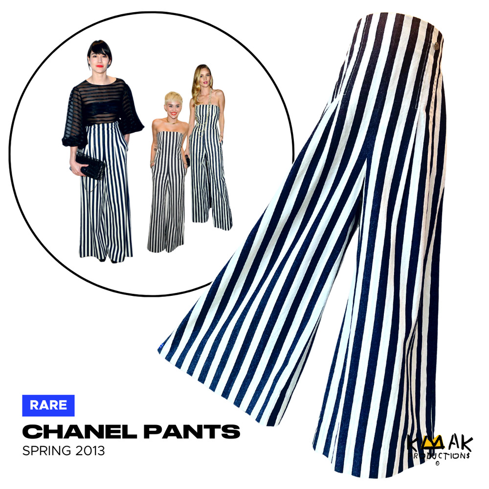 CHANEL Spring 2013 Striped Wide Leg Pants